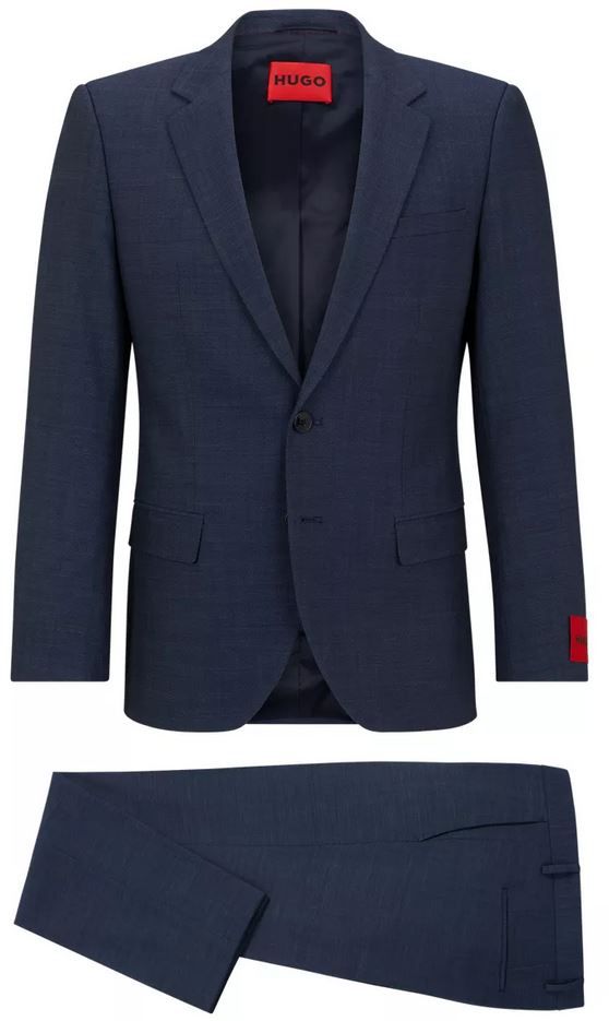 "HUGO Heren Kostuum in Dark Blue - 52%PL 43%WV 5%EA Materiaal - Bestel Nu!"