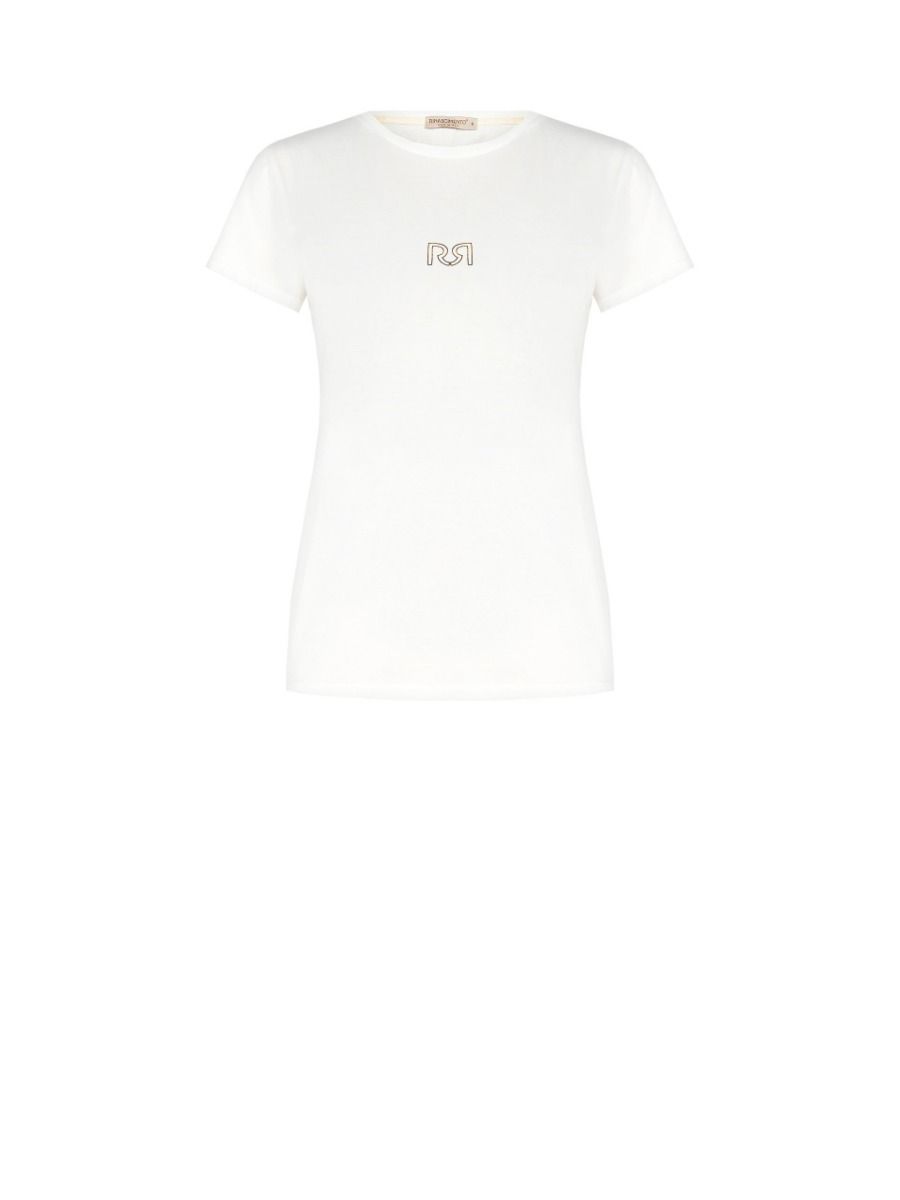 Upgrade Je Garderobe Rinascimento Dames T shirt in Ecru Chique Polyester T shirt Rinascimento Mode