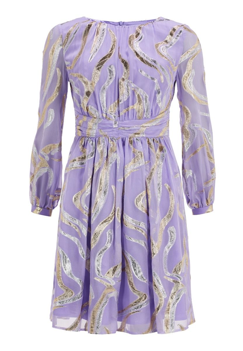 Koop Nu de Swing Dames Jurk in Blauw Combi - Stijlvolle Polyester Jurk