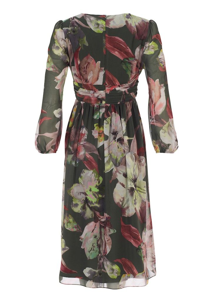 Koop Nu De Swing Dames Jurk in Groen Combi Elegante Polyester Jurk van Topmerk Swing